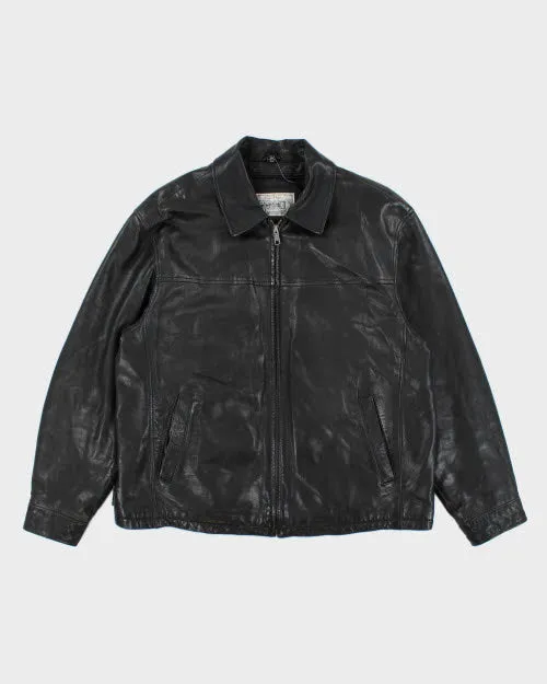 Vintage Collared Leather Harrington Jacket - L sold by Rokit