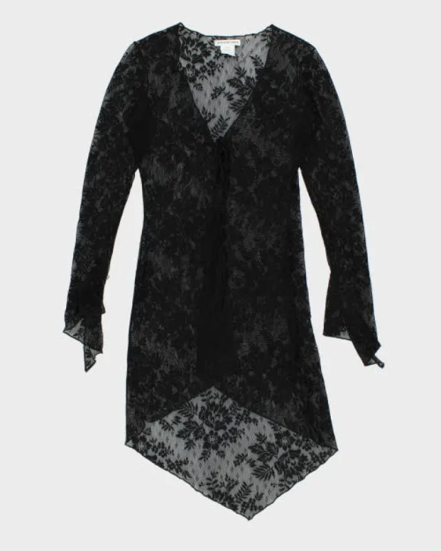 Y2k 00s Jacqueline Conoir Lace Tie Front Top - S sold by Rokit