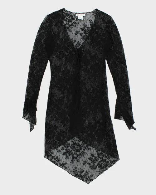 Y2k 00s Jacqueline Conoir Lace Tie Front Top - S sold by Rokit