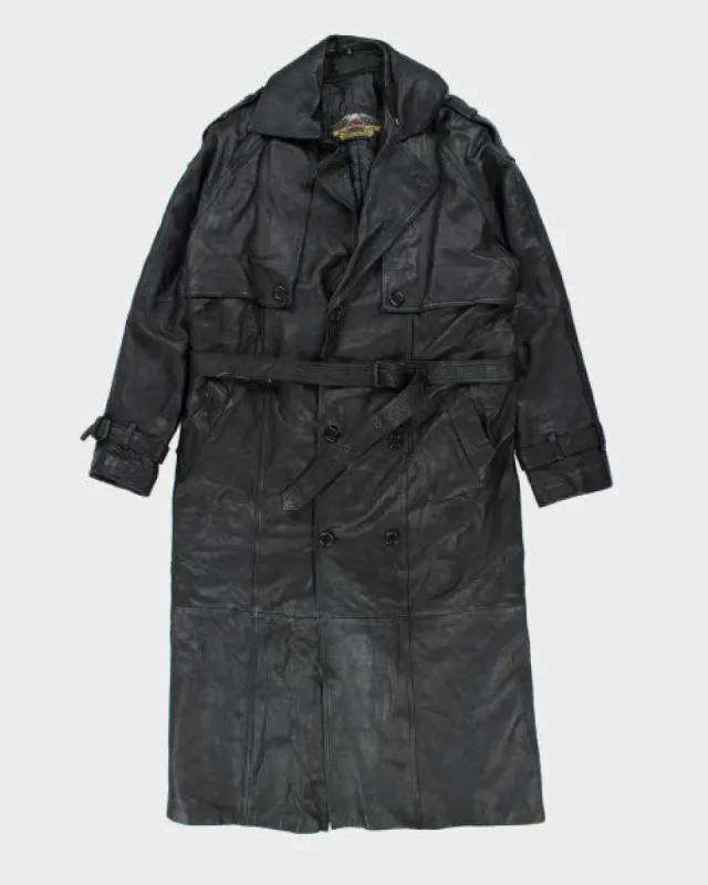 Vintage 90's Harley Davidson Long Leather Trench Coat - L sold by Rokit