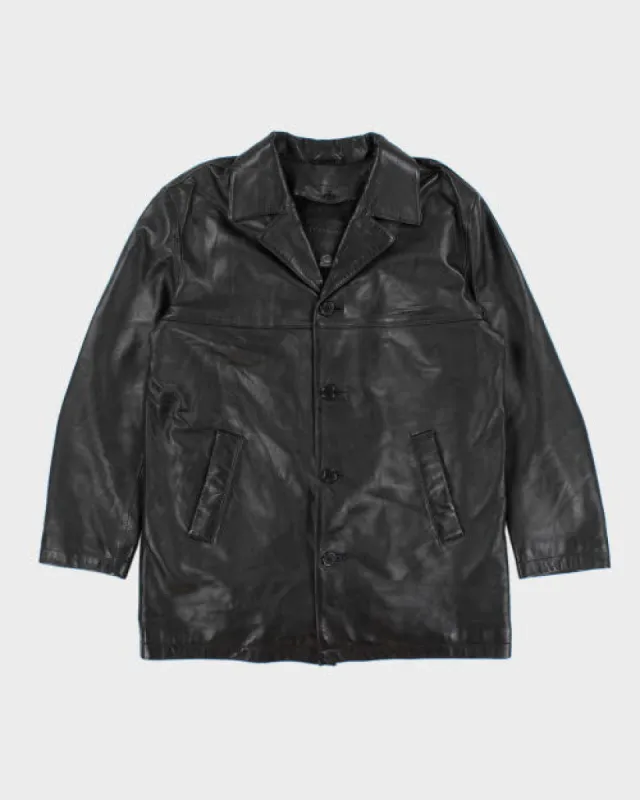 Vintage 90's Double Breasted Button Up Leather Jacket - L sold by Rokit