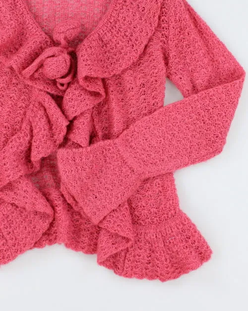 Y2k 00s Pink Knit Cardigan - S sold by Rokit product image thumbnail 4