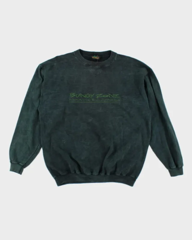 Vintage 90's Green Acid Wash Embroidered Sweatshirt - L sold by Rokit