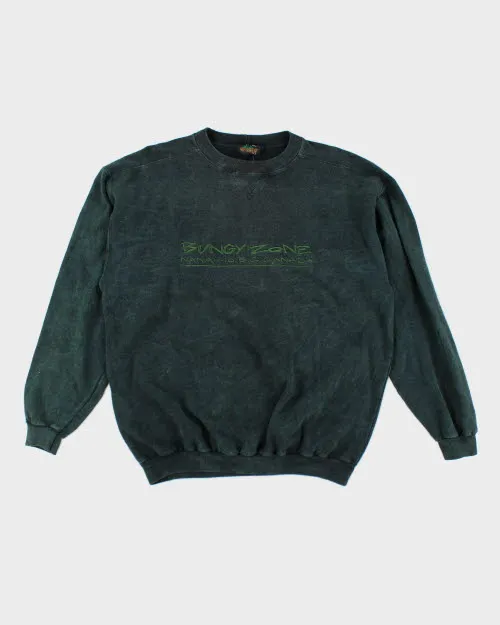 Vintage 90's Green Acid Wash Embroidered Sweatshirt - L sold by Rokit