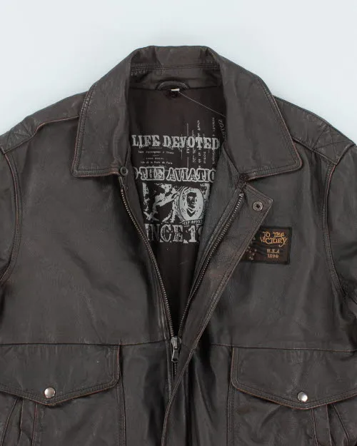 Vintage 2000's Leather Bomber Jacket - M sold by Rokit product image thumbnail 3