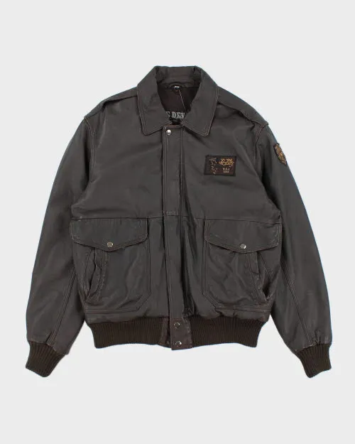 Vintage 2000's Leather Bomber Jacket - M sold by Rokit
