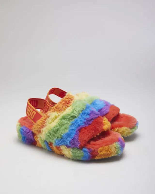 UGG Yeah Cali Rainbow Fluffy Sliders - UK7 sold by Rokit