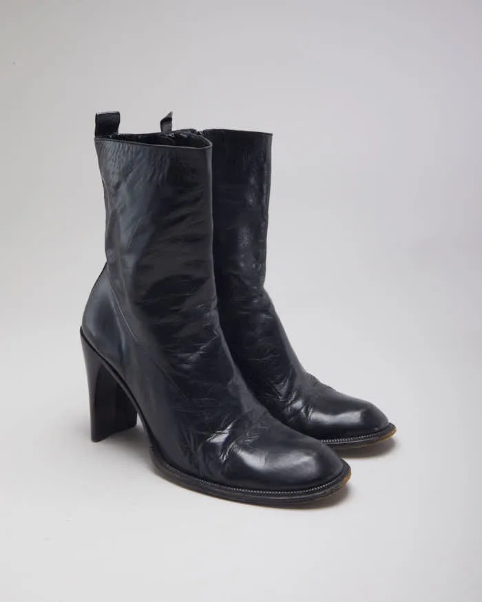 Black Leather Heeled Boots - UK5.5 sold by Rokit