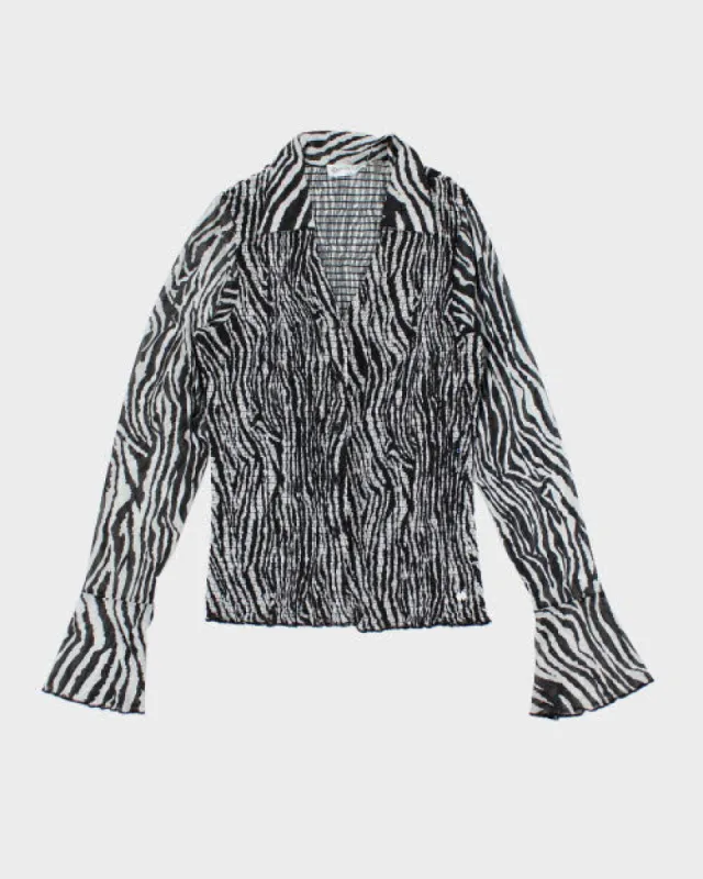 Y2k 00s Point Zero Zebra Print Mesh Shirt- M sold by Rokit