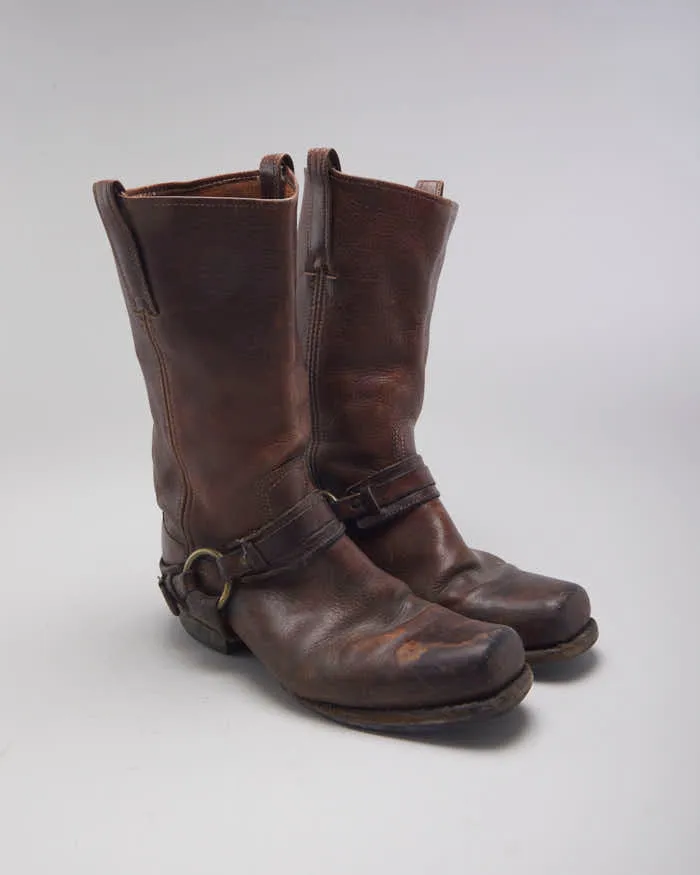 Vintage Frye Brown Biker Boots - UK9 sold by Rokit