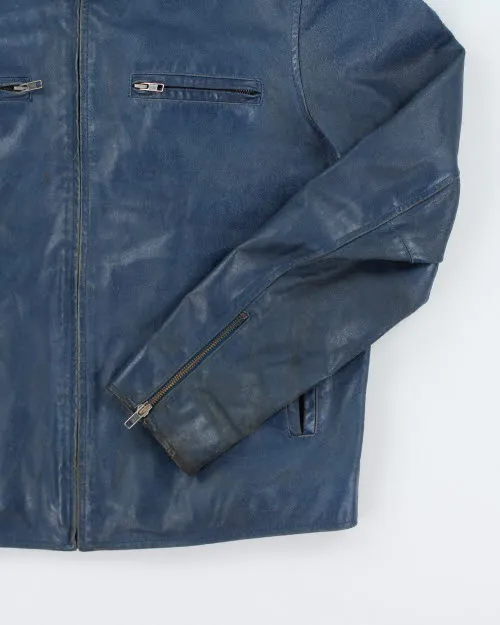 Vintage Y2K Hilfiger Blue Leather Jacket - M sold by Rokit product image thumbnail 4