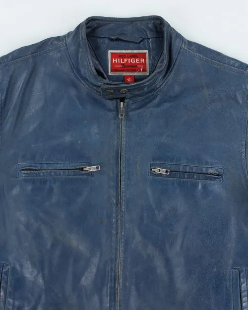 Vintage Y2K Hilfiger Blue Leather Jacket - M sold by Rokit product image thumbnail 3