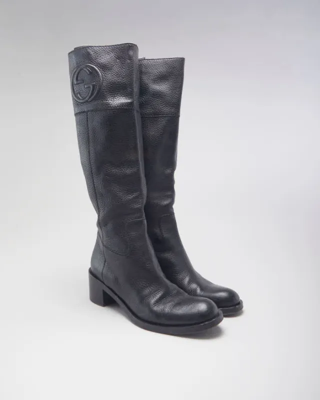 Vintage Gucci Leather Heeled Long Boots - UK 6 sold by Rokit