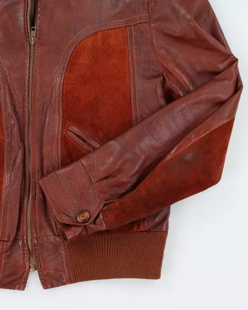 Vintage 70's Panelled Leather Zip Up Jacket - M sold by Rokit product image thumbnail 4