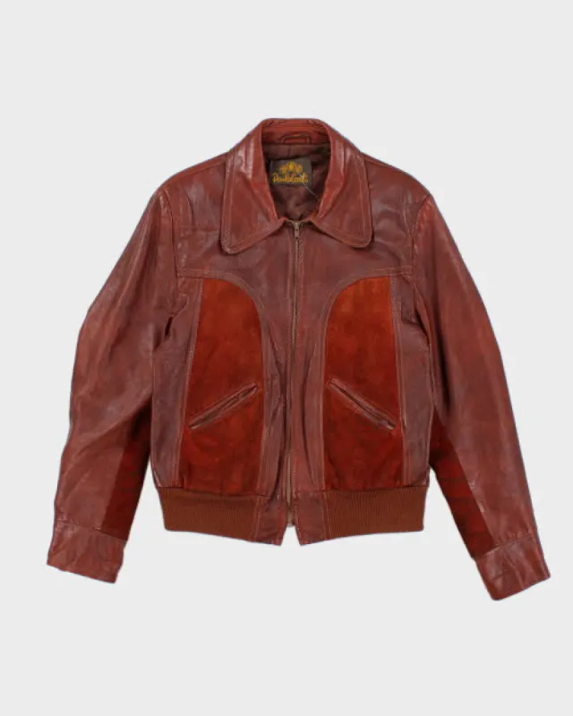 Vintage 70's Panelled Leather Zip Up Jacket - M sold by Rokit