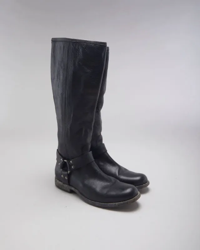 Vintage FRYE High Zip Leather Boots - UK 8 sold by Rokit