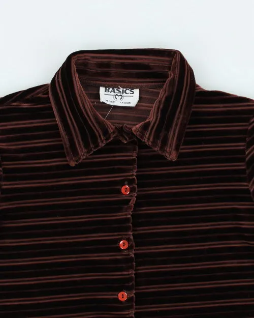 Y2k 00s Brown Velvet Blouse - S sold by Rokit product image thumbnail 3
