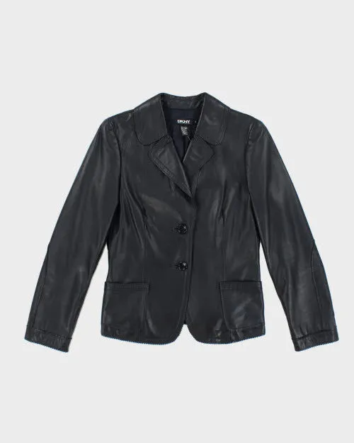 Vintage Y2K DKNY Leather Double Breasted Blazer - XS sold by Rokit