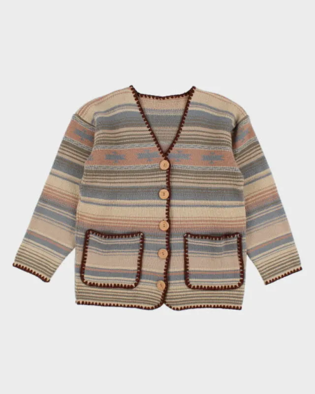 Vintage Stripe Knit Cardigan - L sold by Rokit