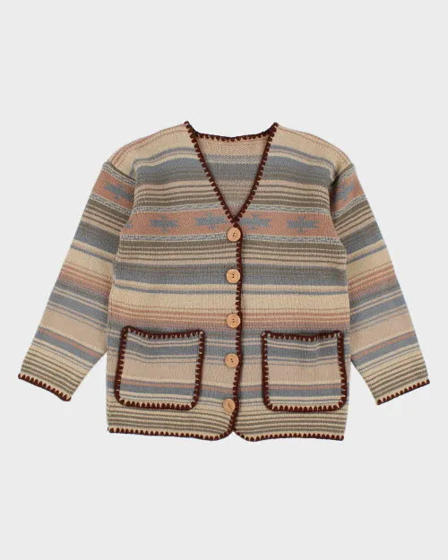 Vintage Stripe Knit Cardigan - L sold by Rokit