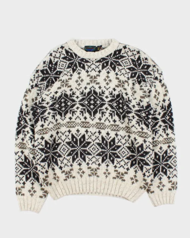 Vintage Etching Wool Jumper - M made by Rokit