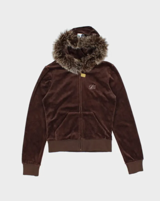 Y2k 00s LB-03 Velour Hoodie - M sold by Rokit