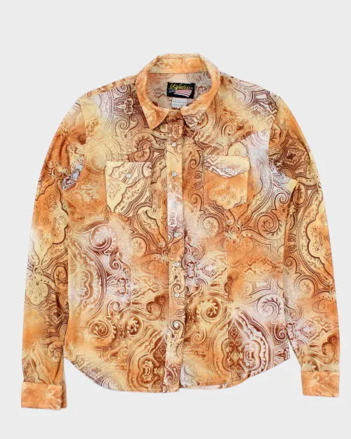 US Western Mesh Paisley Pattern Shirt - S sold by Rokit