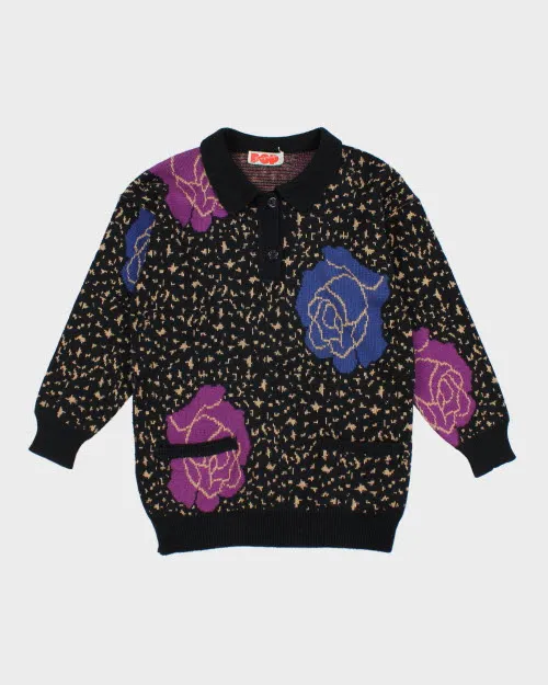 Vintage POP Quarter Button Knit Jumper - M sold by Rokit