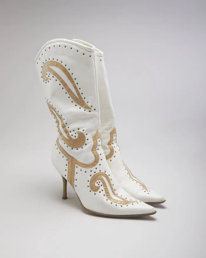 White Stiletto Cowboy Boots - UK3 sold by Rokit