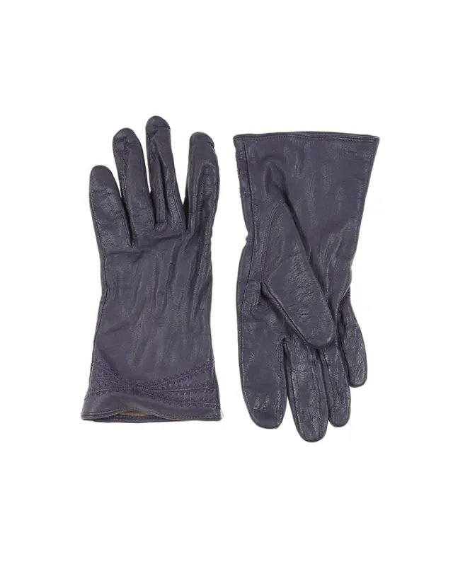 Vintage purple stitch leather gloves - M sold by Rokit