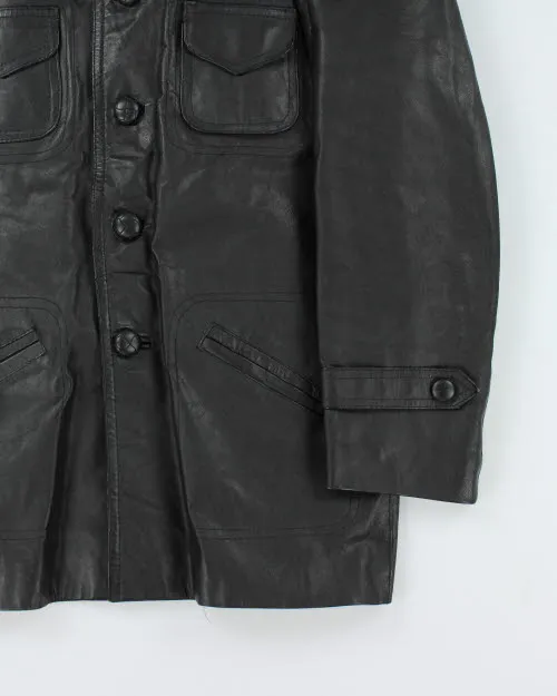 Vintage 90's Heavyweight Button Up Leather Jacket - M sold by Rokit product image thumbnail 4