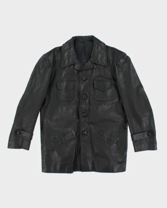 Vintage 90's Heavyweight Button Up Leather Jacket - M sold by Rokit
