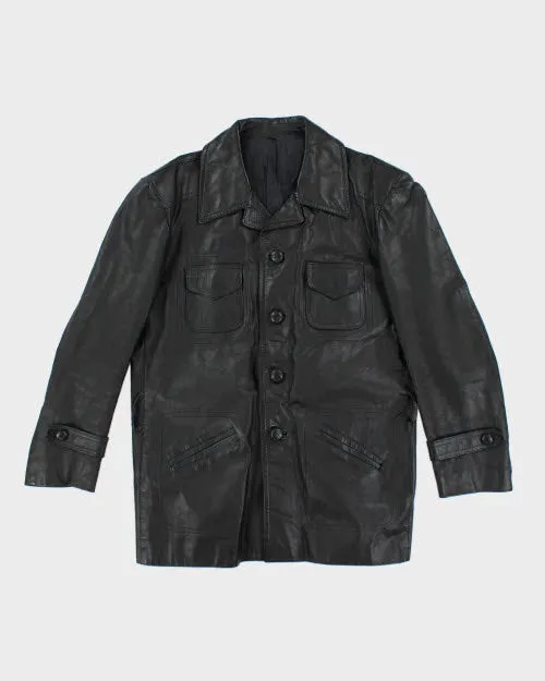 Vintage 90's Heavyweight Button Up Leather Jacket - M sold by Rokit
