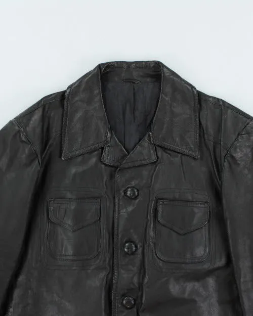 Vintage 90's Heavyweight Button Up Leather Jacket - M sold by Rokit product image thumbnail 3