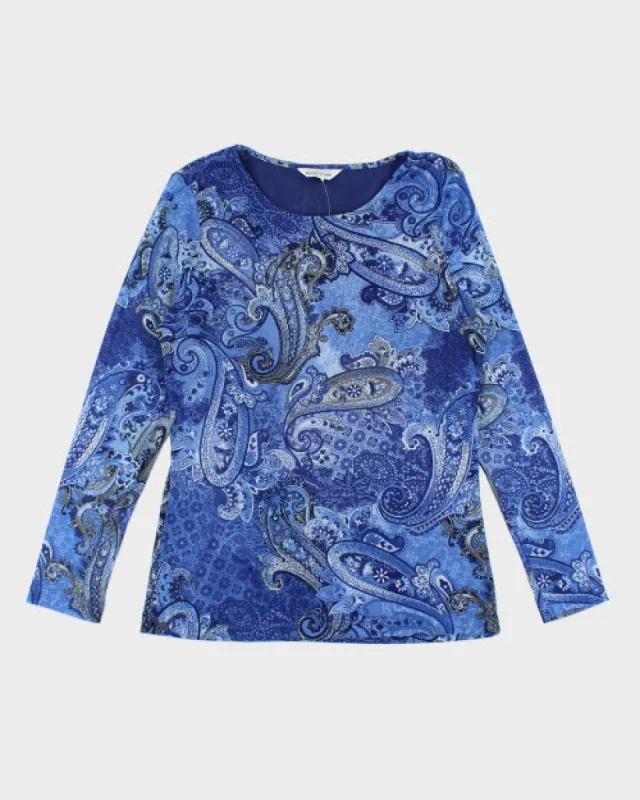 Y2k 00s Paisley Pattern Mesh Top - L sold by Rokit