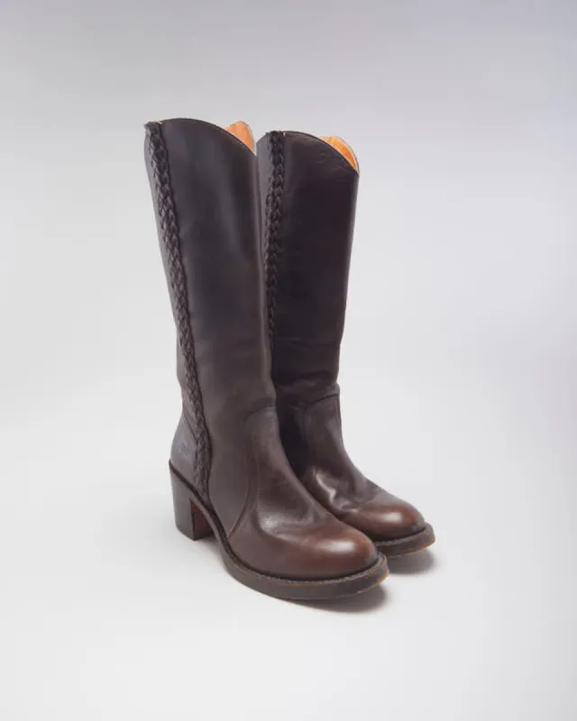 Vintage 90's Frye Cable Braid Leather Ankle Boots - UK 6 sold by Rokit