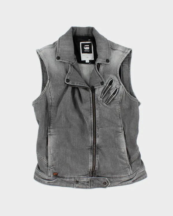 Vintage G-Star Raw Sleeveless Grey Denim Zip Jacket - M sold by Rokit