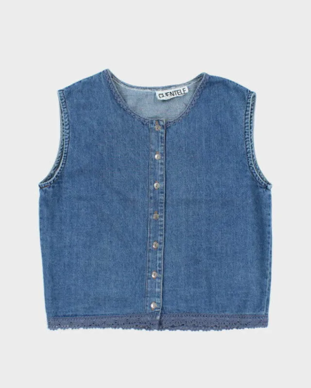 Vintage 90s Clientele Denim Top - M sold by Rokit