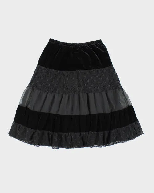 Y2k 00s Tan Jay Velvet Tiered Skirt - M sold by Rokit product image thumbnail 2