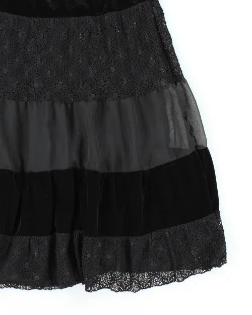 Y2k 00s Tan Jay Velvet Tiered Skirt - M sold by Rokit product image thumbnail 4