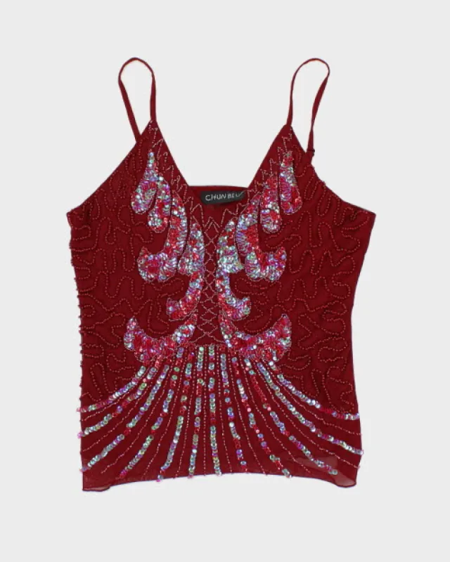Y2k 00s Sequin Mesh Cami - S sold by Rokit
