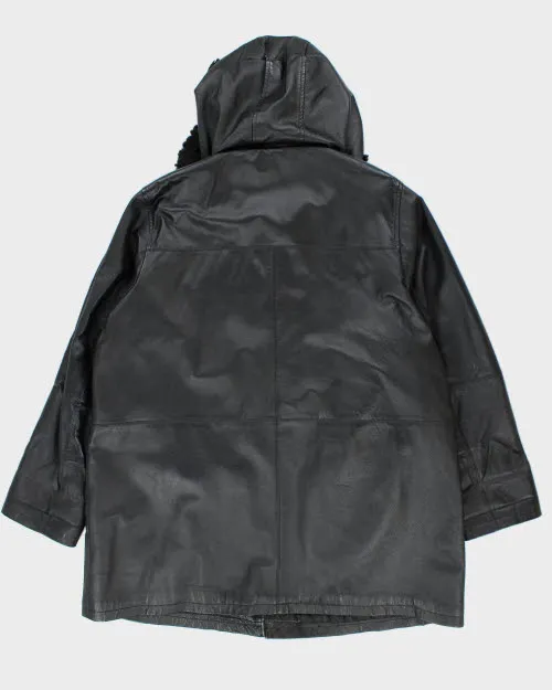 Vintage Oversized Heavyweight Hooded Leather Jacket - M sold by Rokit product image thumbnail 2