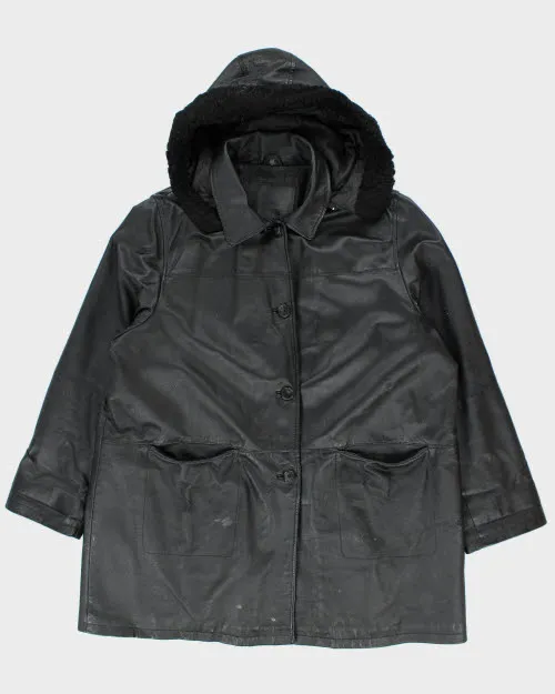 Vintage Oversized Heavyweight Hooded Leather Jacket - M sold by Rokit