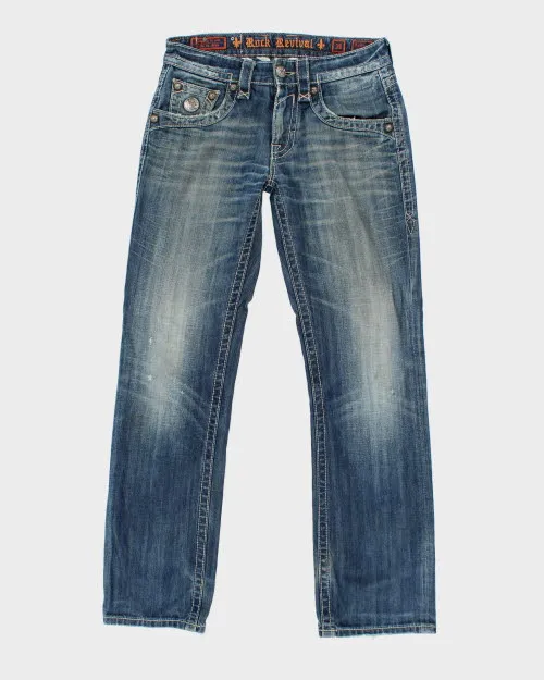 Vintage Y2K Rock Revival Gothic Style Medium Wash Jeans - W31 L30 sold by Rokit