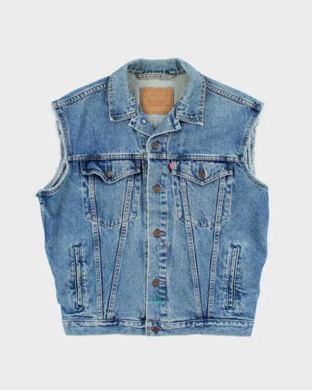 Vintage Levi's Light Wash Sleeveless Denim Jacket - L sold by Rokit