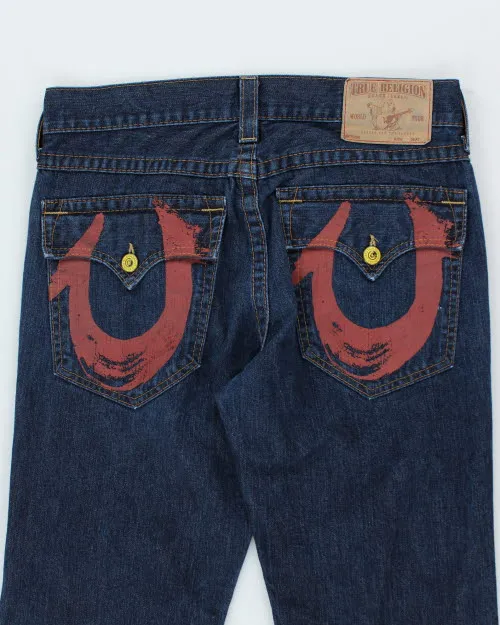 Vintage Y2K True Religion Wide Fit Dark Wash Jeans - W34 L29 sold by Rokit product image thumbnail 4