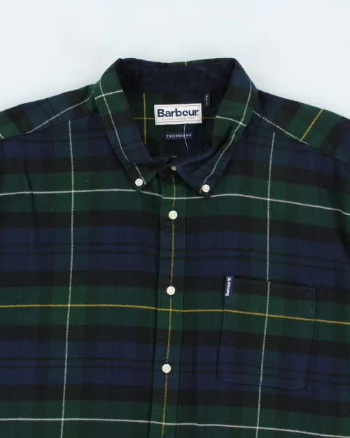 Vintage Barbour Navy Plaid Flannel Shirt - XL sold by Rokit product image thumbnail 3