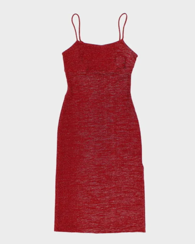 Y2k 00s Sparkly Red Dress - S sold by Rokit