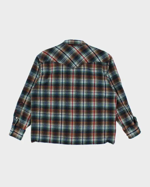 Vintage 90's Pendleton Plaid Popper Flannel Shirt - L sold by Rokit product image thumbnail 2