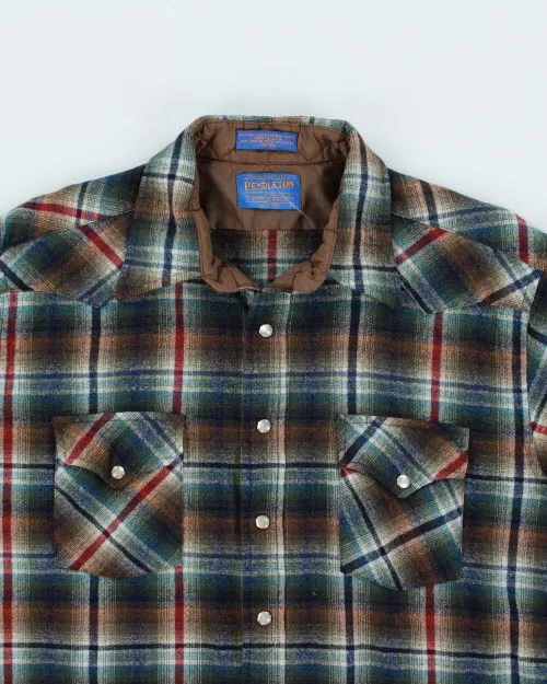 Vintage 90's Pendleton Plaid Popper Flannel Shirt - L sold by Rokit product image thumbnail 3